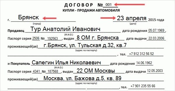 Договор купли-продажи транспортного средства