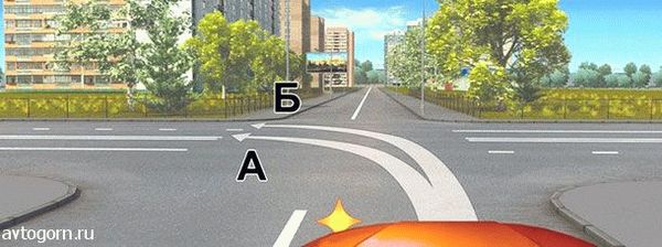 Какую полосу можно использовать при повороте налево.